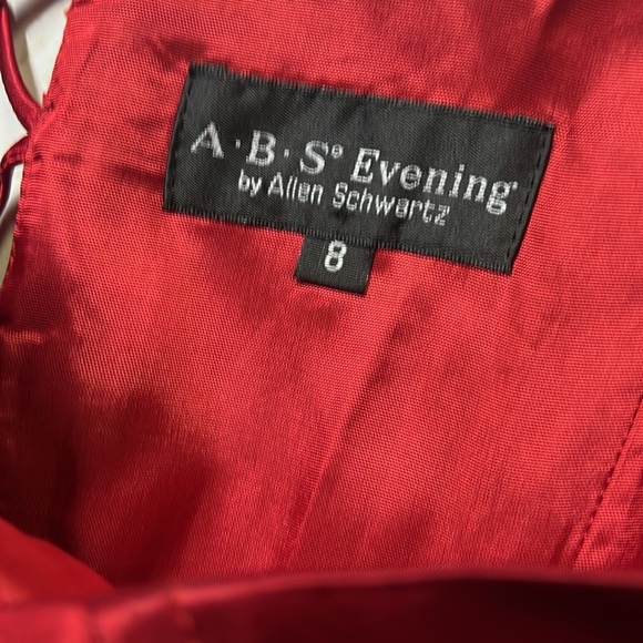 A.B.S Evening Allen Schwartz Satin Dress Red - Picture 6 of 8